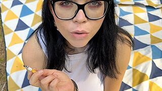 Smoking in Your Face and Bouncing Boobs Outdoor - porn video