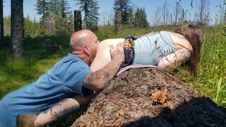 Eating Sexy Hikers ass and pussy along State Park trail - porn video